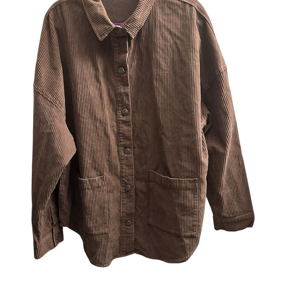 Roxy Kick Back Washed Cord brown Shirt Shacket Corduroy size Large NWT - Picture 4 of 9